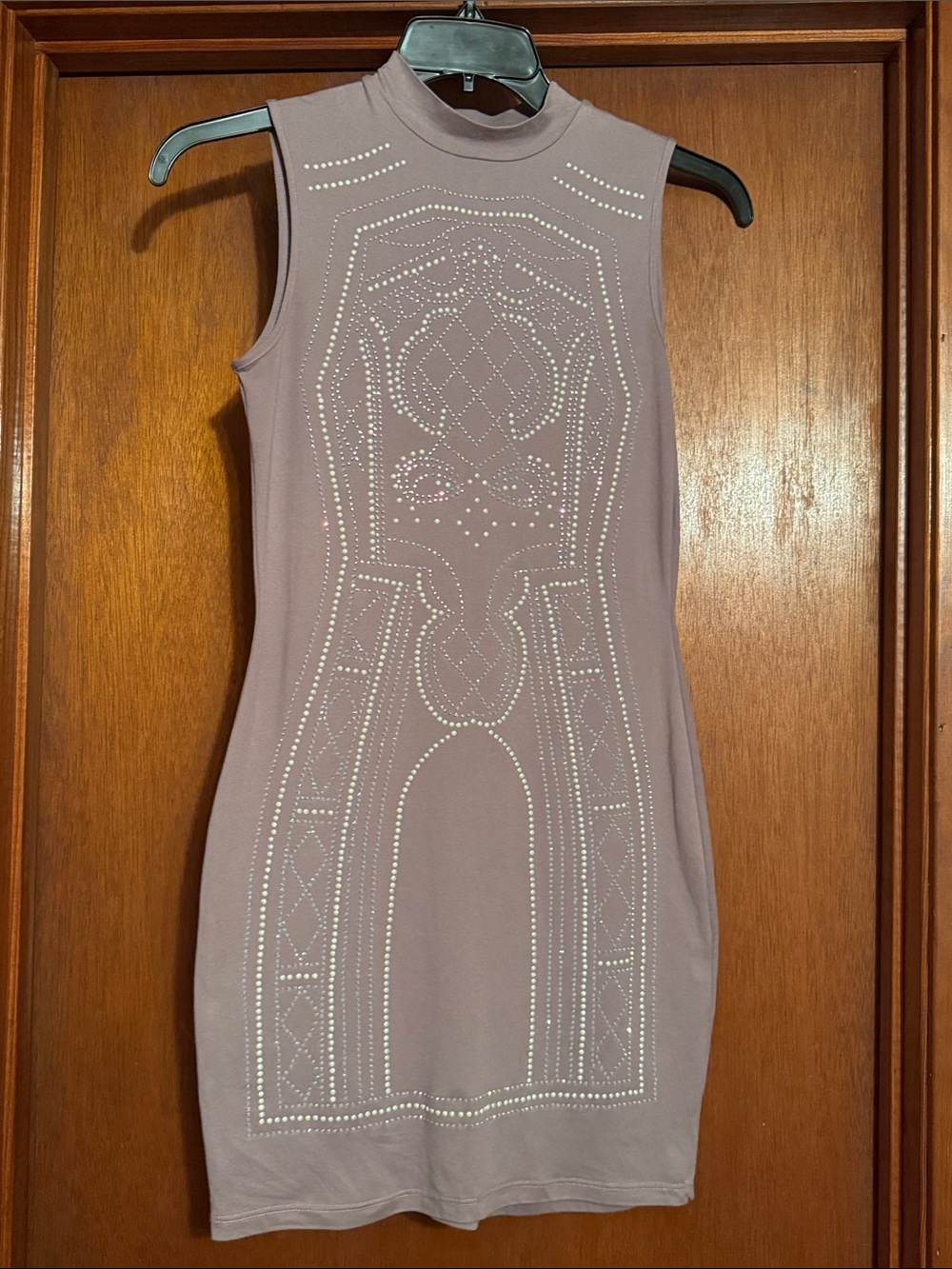 Say What? Mauve Studded Sleeveless Bodycon Mini Dress